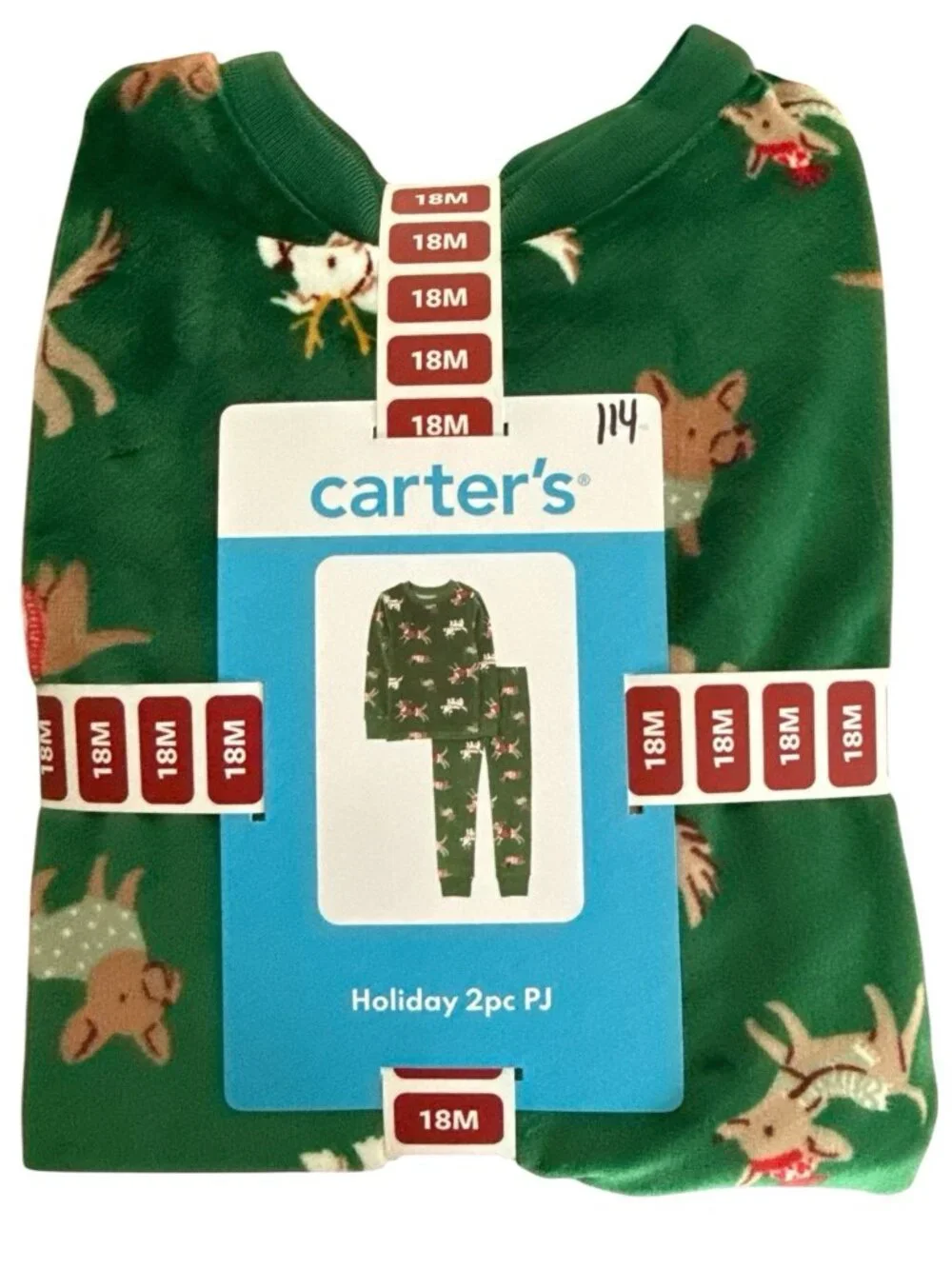 Carter's Holiday 2-Piece Velboa Pajama Set-Festive Dogs-Size 18 Months-NWT
